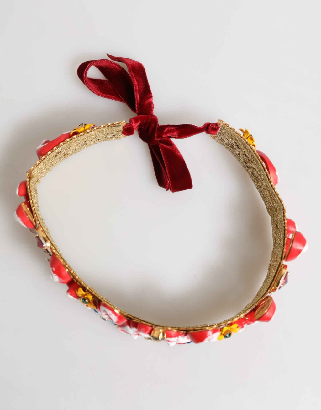 Dolce & Gabbana Red Carretto Multicolor Crystal Gold Tiara Crow Headband