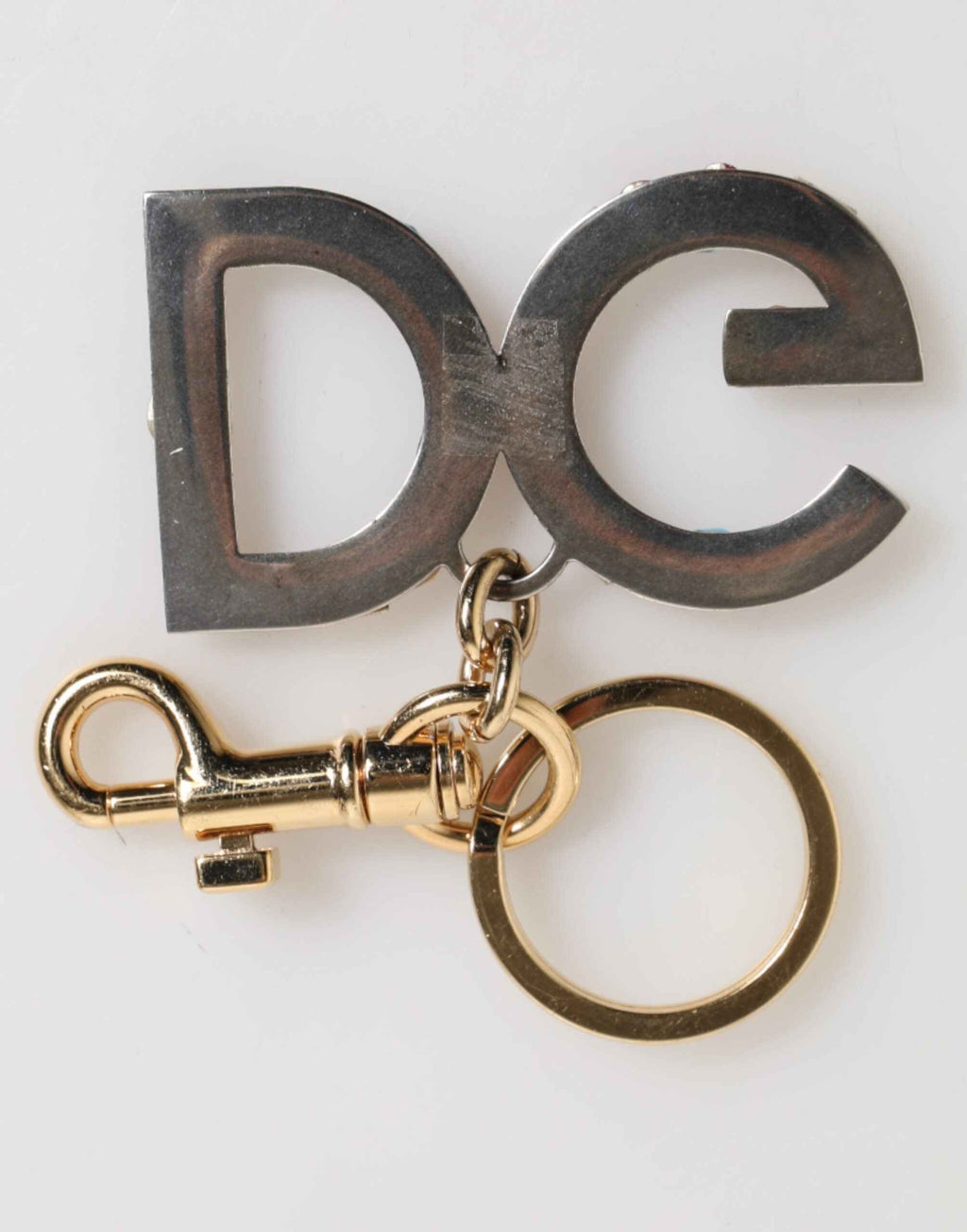 Dolce & Gabbana Multicolor Crystal DG Logo Gold Keychain Charm Keyring