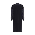 PINKO Long Coat in wool-blend cloth and technical satin