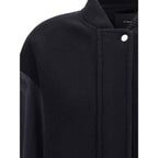 PINKO Long Coat in wool-blend cloth and technical satin