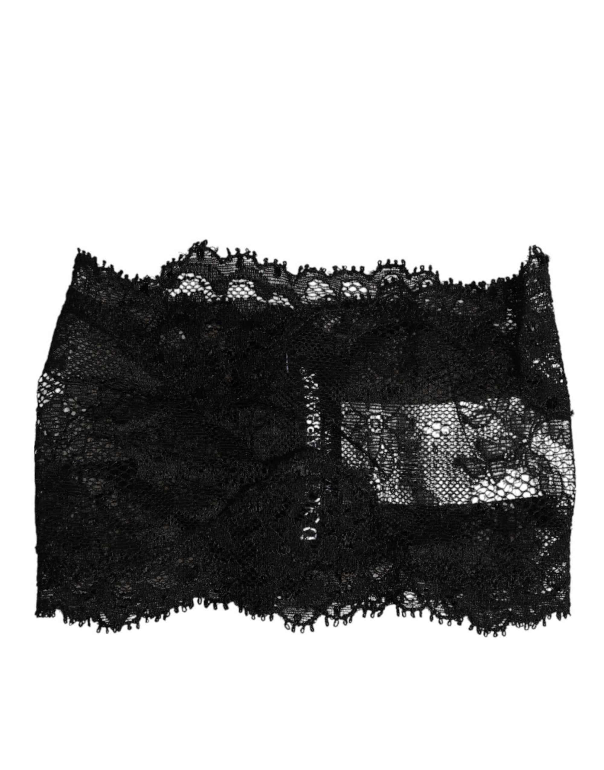 Dolce & Gabbana Black Lace Bandeau Bustier Top Sheer Stretch Underwear