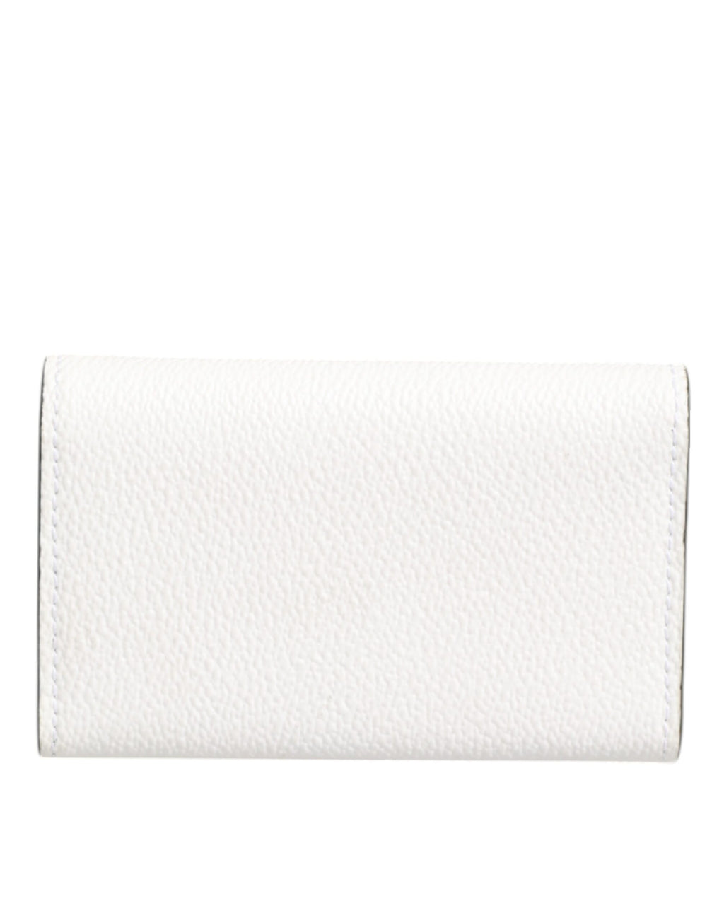 Dolce & Gabbana White Leather Card Case Holder Wallet Gold Logo Plate  Key Holder