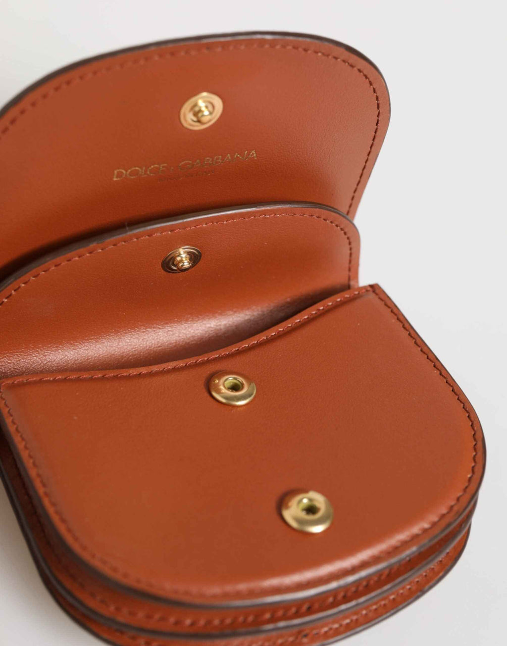 Dolce & Gabbana Brown Black Calf Leather Leopard Print Logo Plaque Wallet