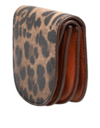 Dolce & Gabbana Brown Leopard Print Calf Leather Small Coin Purse Wallet