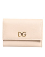 Dolce & Gabbana Light Pink Calf Leather DG Logo French Flap Wallet