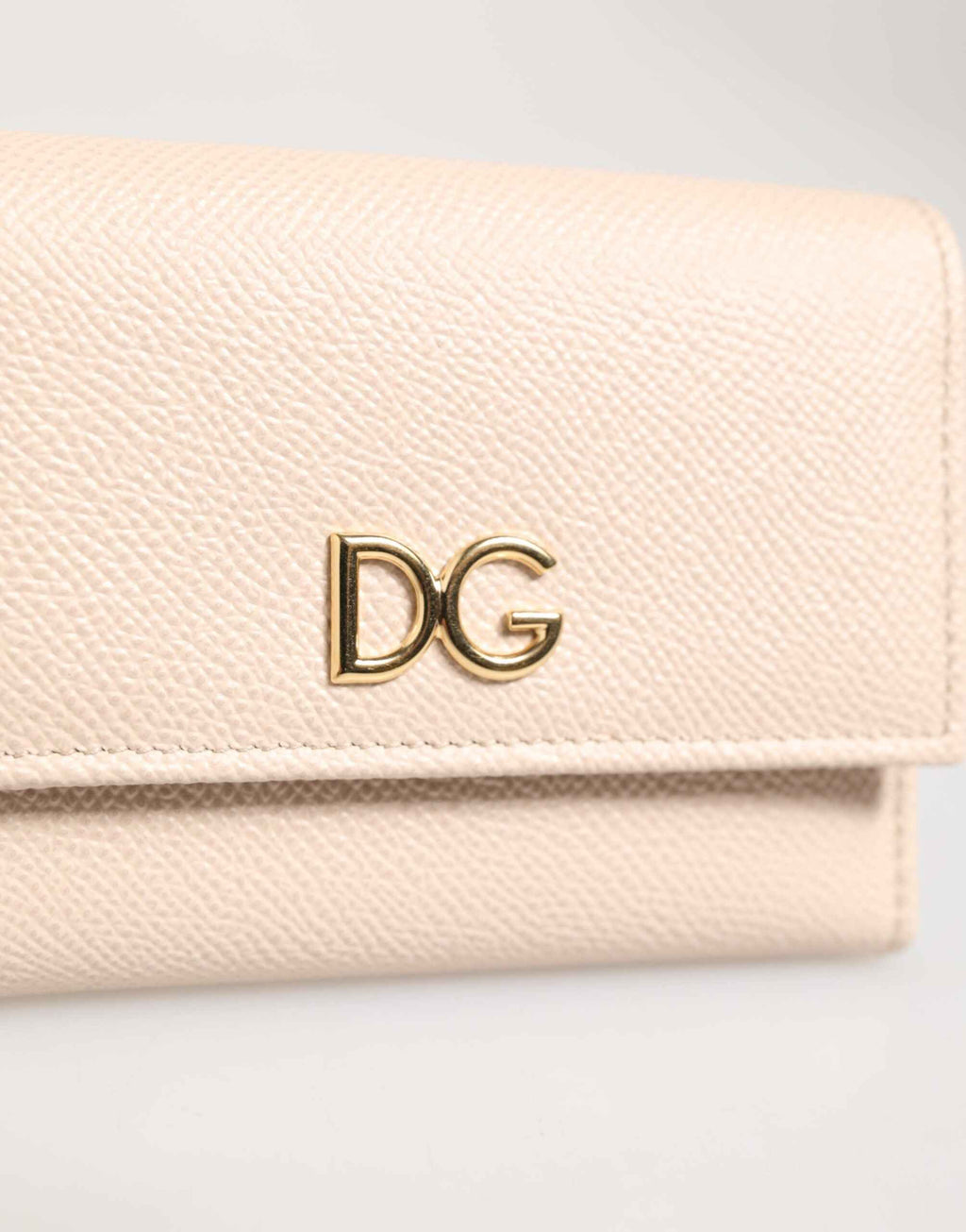 Dolce & Gabbana Light Pink Calf Leather DG Logo French Flap Wallet