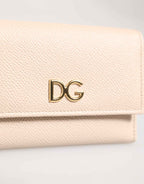 Dolce & Gabbana Light Pink Calf Leather DG Logo French Flap Wallet