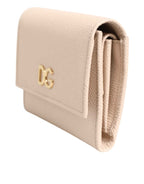 Dolce & Gabbana Light Pink Calf Leather DG Logo French Flap Wallet