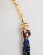 Dolce & Gabbana Multicolor Murano Glass Beads Gold Brass Chain Jewelry Necklace