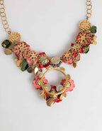 Dolce & Gabbana Red Rose Floral Crystal Embellished Statement Jewelry Necklace