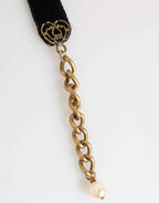 Dolce & Gabbana Blue Floral Appliqué Velvet Choker Crystal Beads Necklace