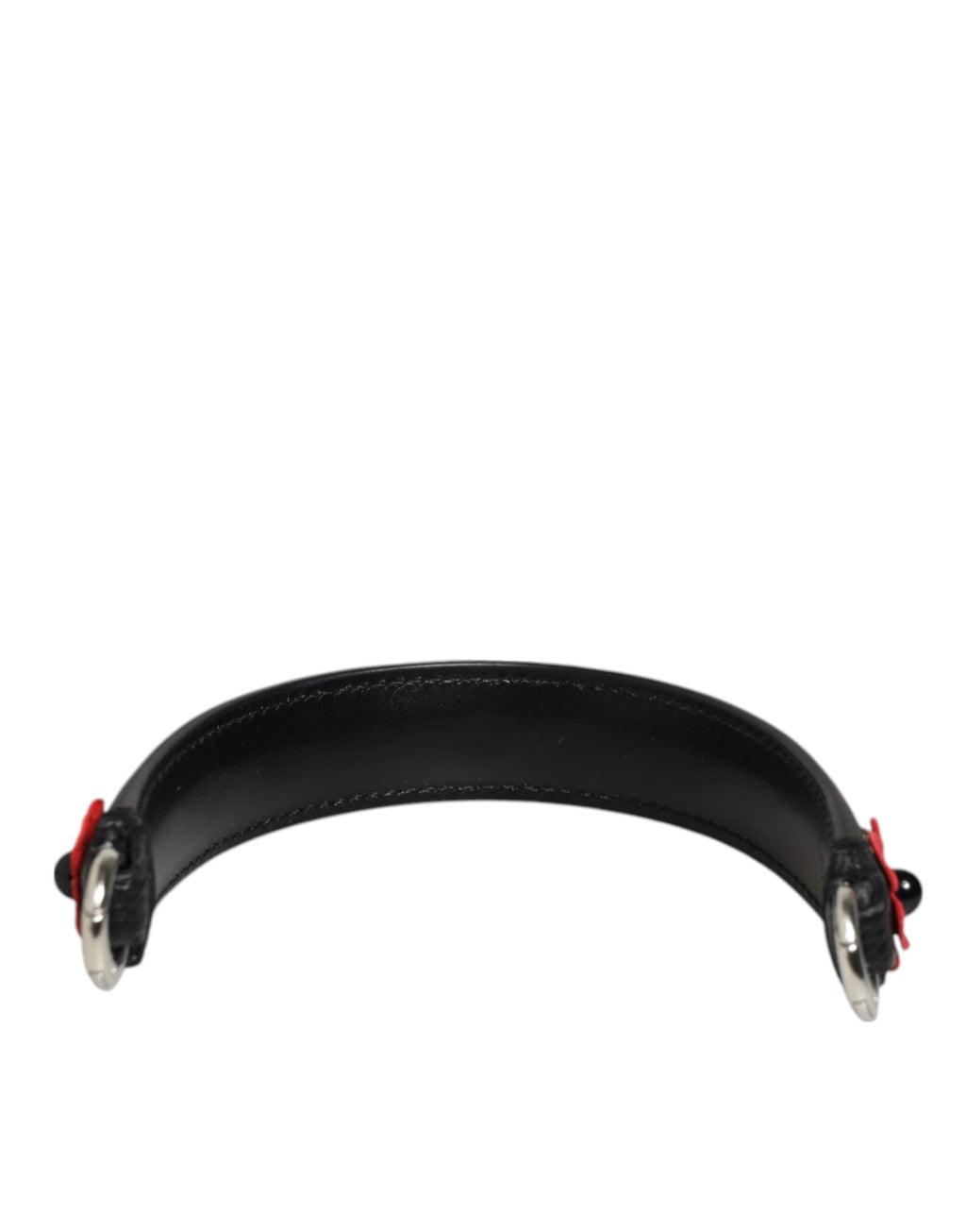 Dolce & Gabbana Black Embellished Leather Bag Handle Women Shoulder Strap