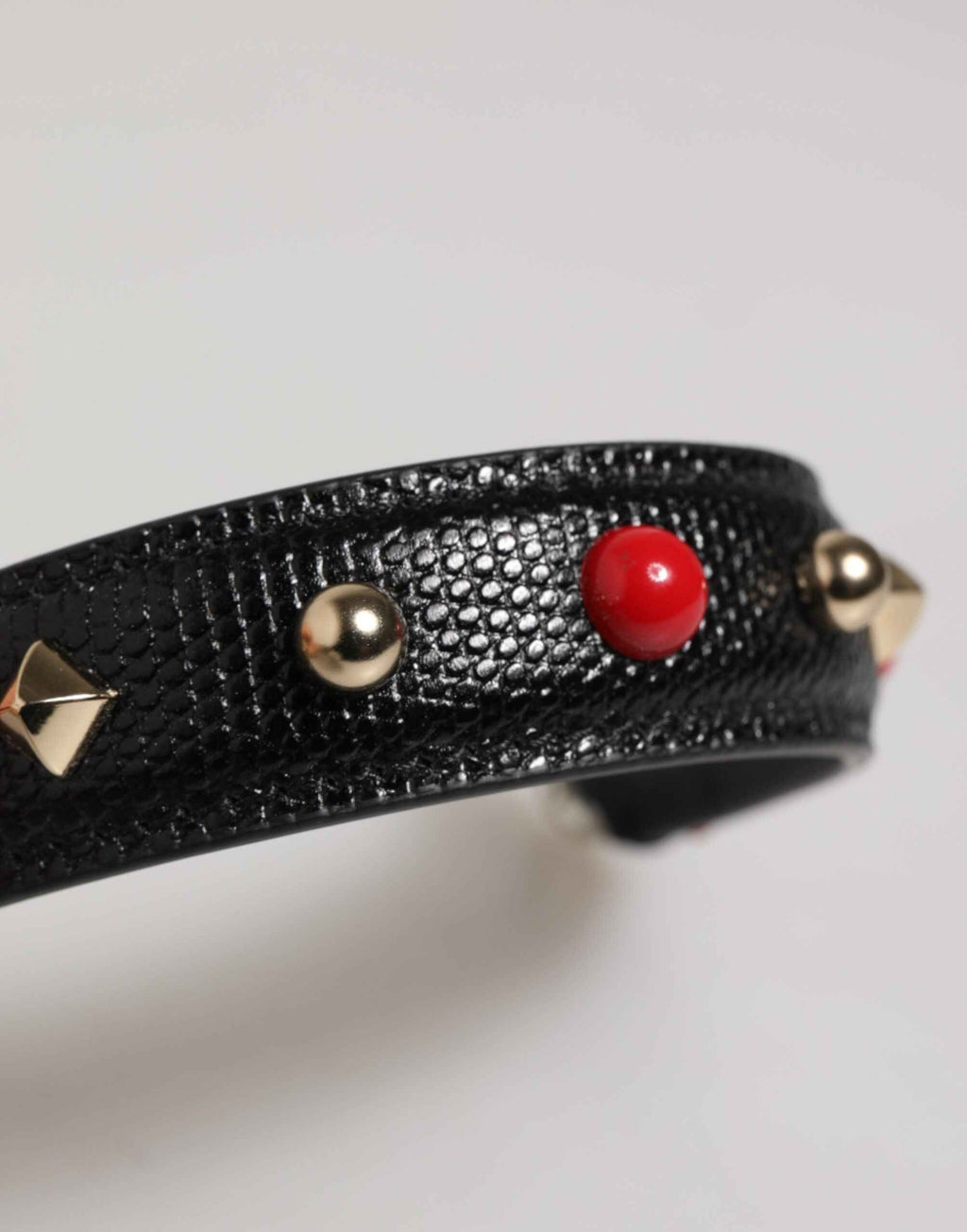 Dolce & Gabbana Black Embellished Leather Bag Handle Women Shoulder Strap