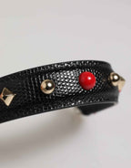 Dolce & Gabbana Black Embellished Leather Bag Handle Women Shoulder Strap