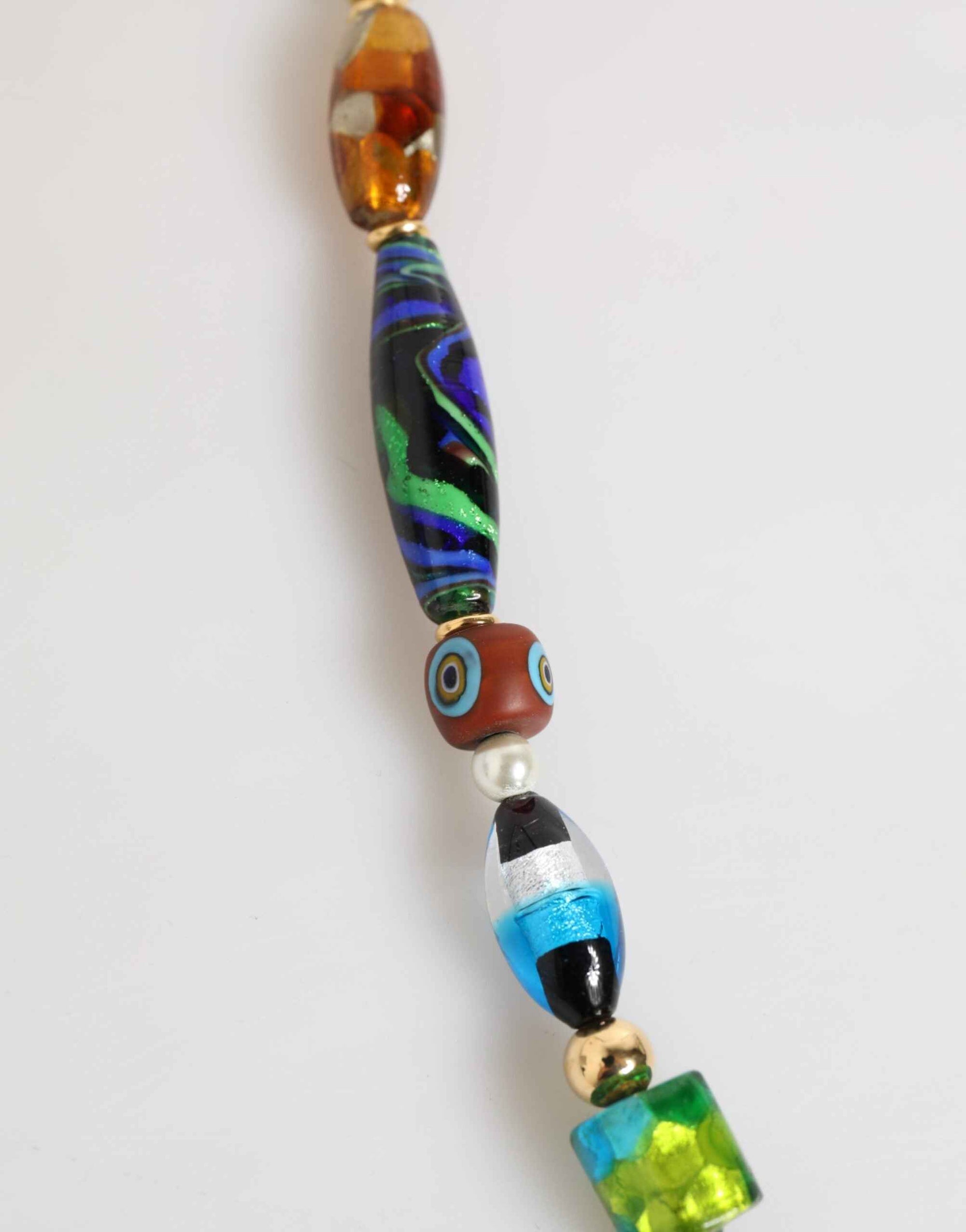 Dolce & Gabbana Multicolor Murano Glass Beads Gold Chain Jewelry Necklace