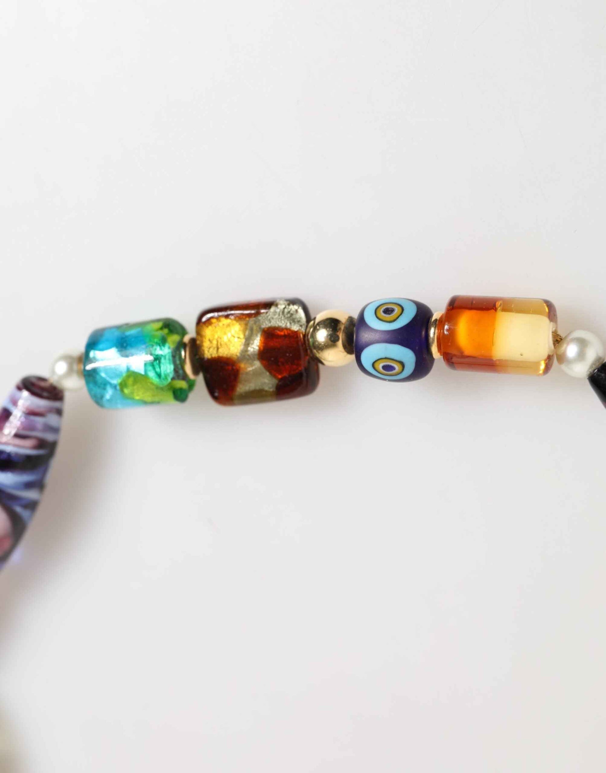 Dolce & Gabbana Multicolor Murano Glass Beads Gold Chain Jewelry Necklace