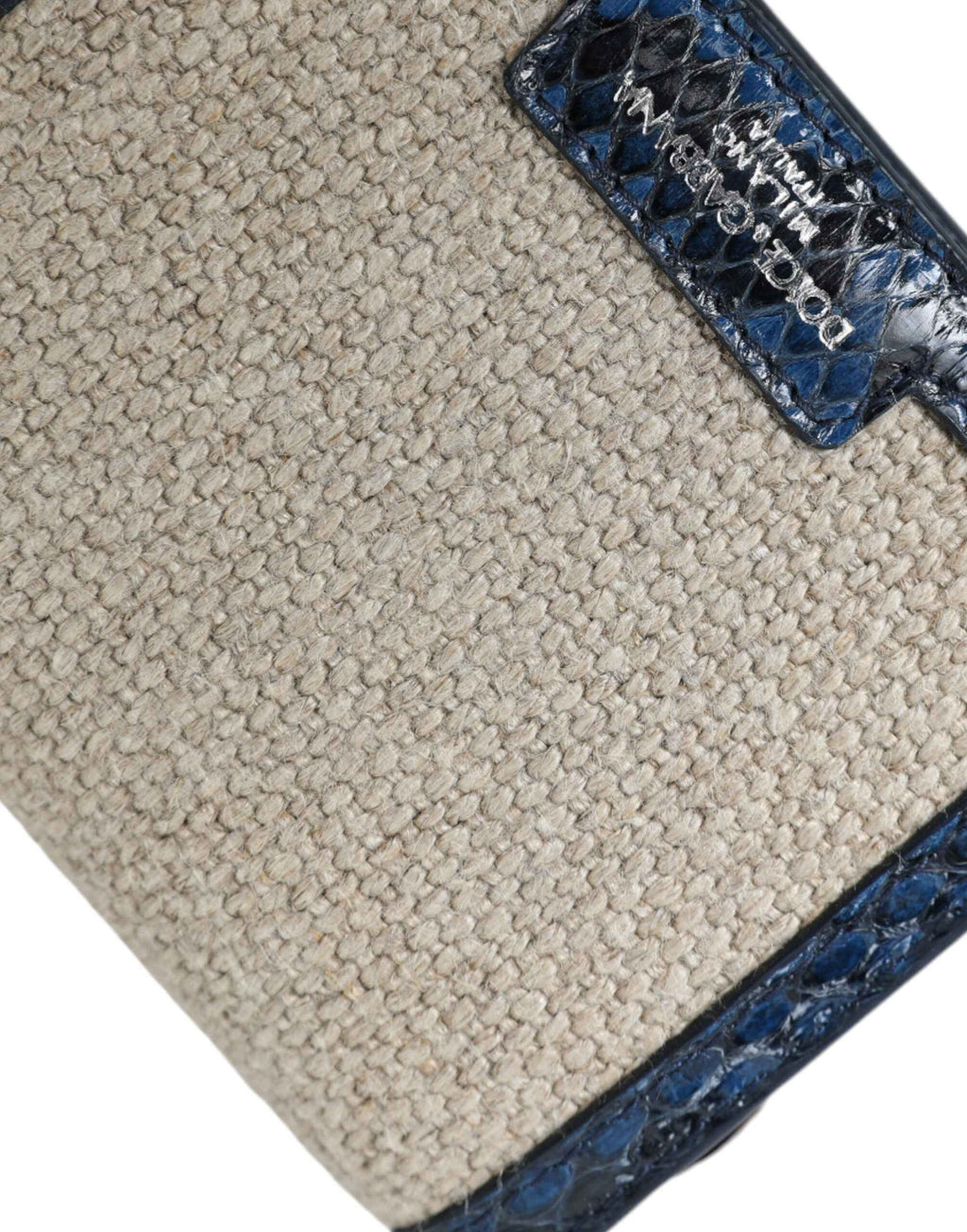 Dolce & Gabbana Beige Raffia Blue Leather Trim Mini Shoulder Purse Crossbody Bag