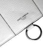 Dolce & Gabbana White Calfskin Leather Large Crossbody Card Holder Wallet