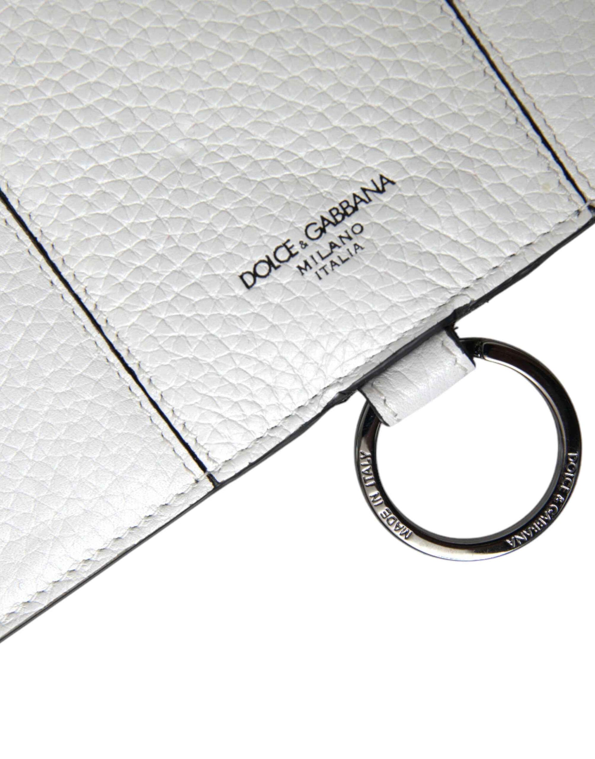 Dolce & Gabbana White Calfskin Leather Large Crossbody Card Holder Wallet