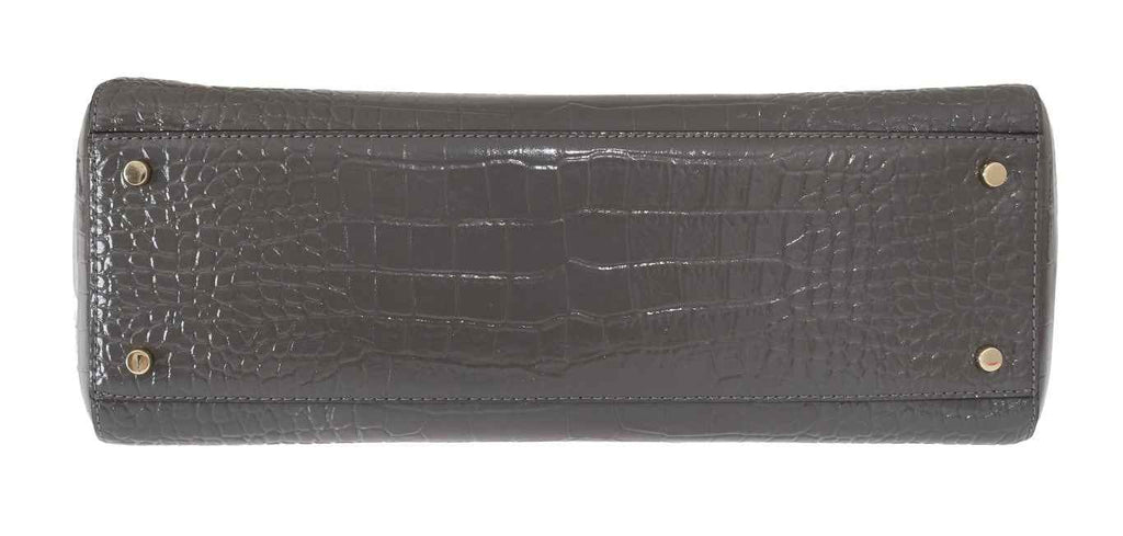 Kate Spade Grey Croc Embossed Leather Elissa Bristol Drive Tote Handbag Bag