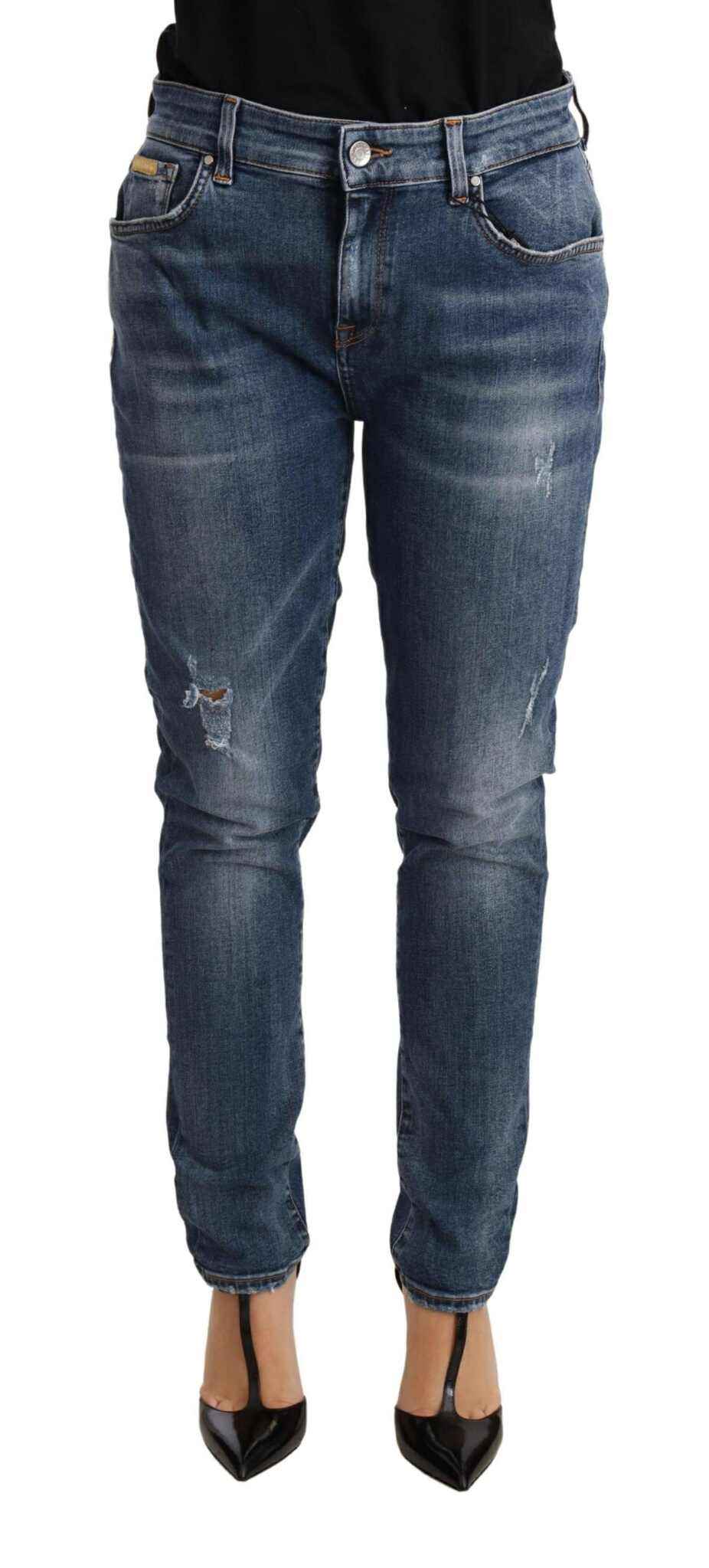 Dolce & Gabbana Blue Distressed Slim Fit Denim Pants Jeans