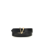 Versace Black Calf Leather Bos Taurus Regular Belt
