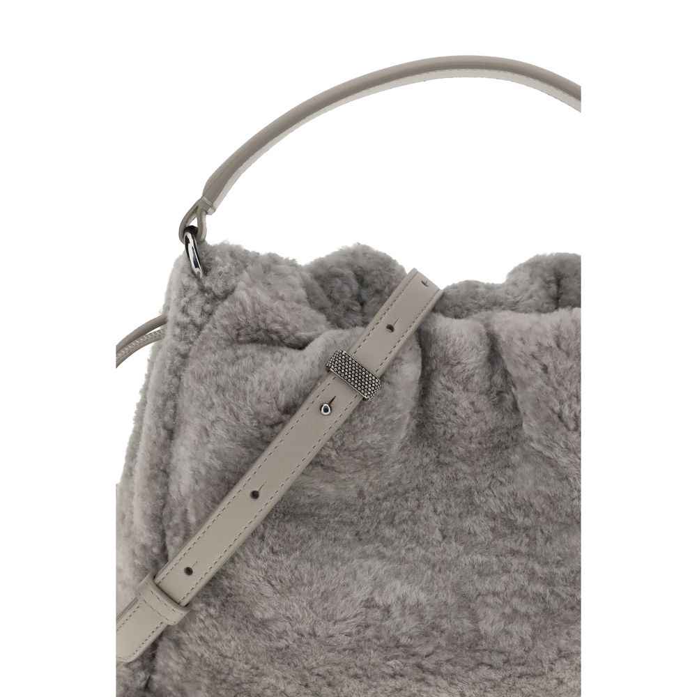 Brunello Cucinelli Small shearling Mellow Shoulder Bag