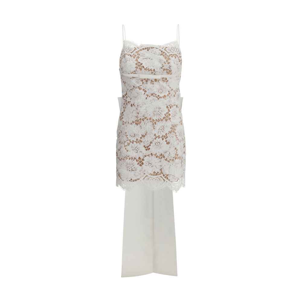 Self-Portrait Short satin Dress with lace bow