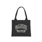 Ganni Black Cotton Shoulder Bag