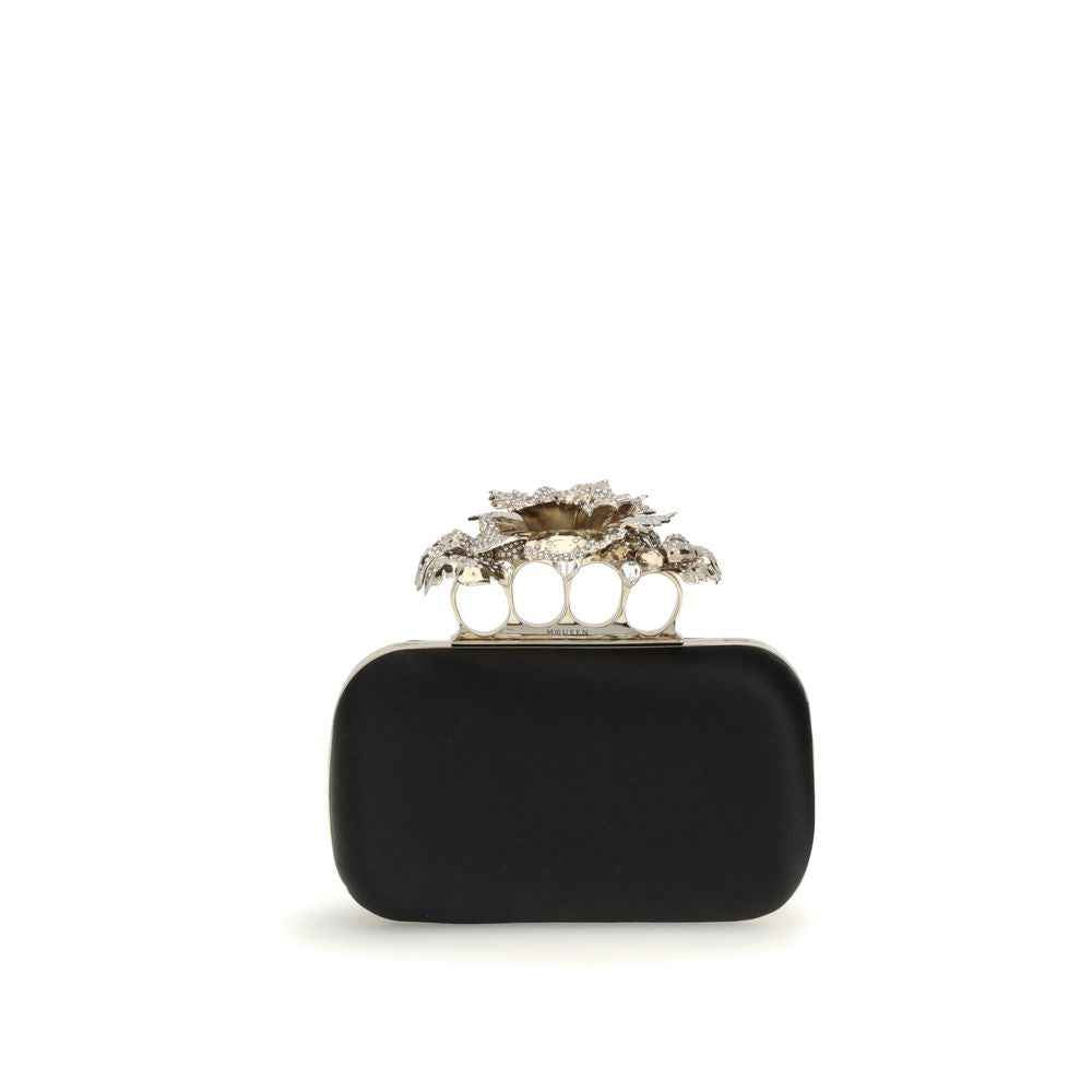Alexander McQueen Black Silk Clutch Bag