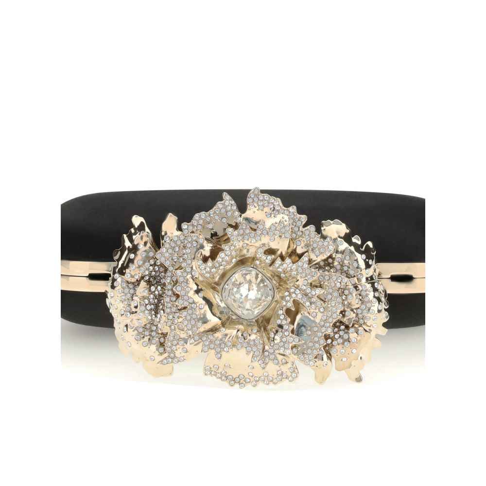 Alexander McQueen Black Silk Clutch Bag