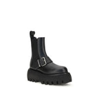 Alexander McQueen Black Calf Leather Bos Taurus Ankle Boots