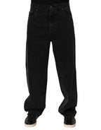 Dolce & Gabbana Black Denim Wide Leg Relaxed Fit Pants Jeans