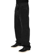 Dolce & Gabbana Black Denim Wide Leg Relaxed Fit Pants Jeans