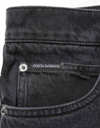 Dolce & Gabbana Black Denim Wide Leg Relaxed Fit Pants Jeans