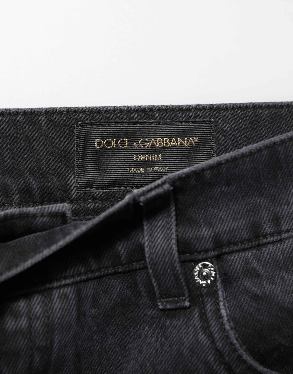 Dolce & Gabbana Black Denim Wide Leg Relaxed Fit Pants Jeans