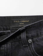 Dolce & Gabbana Black Denim Wide Leg Relaxed Fit Pants Jeans