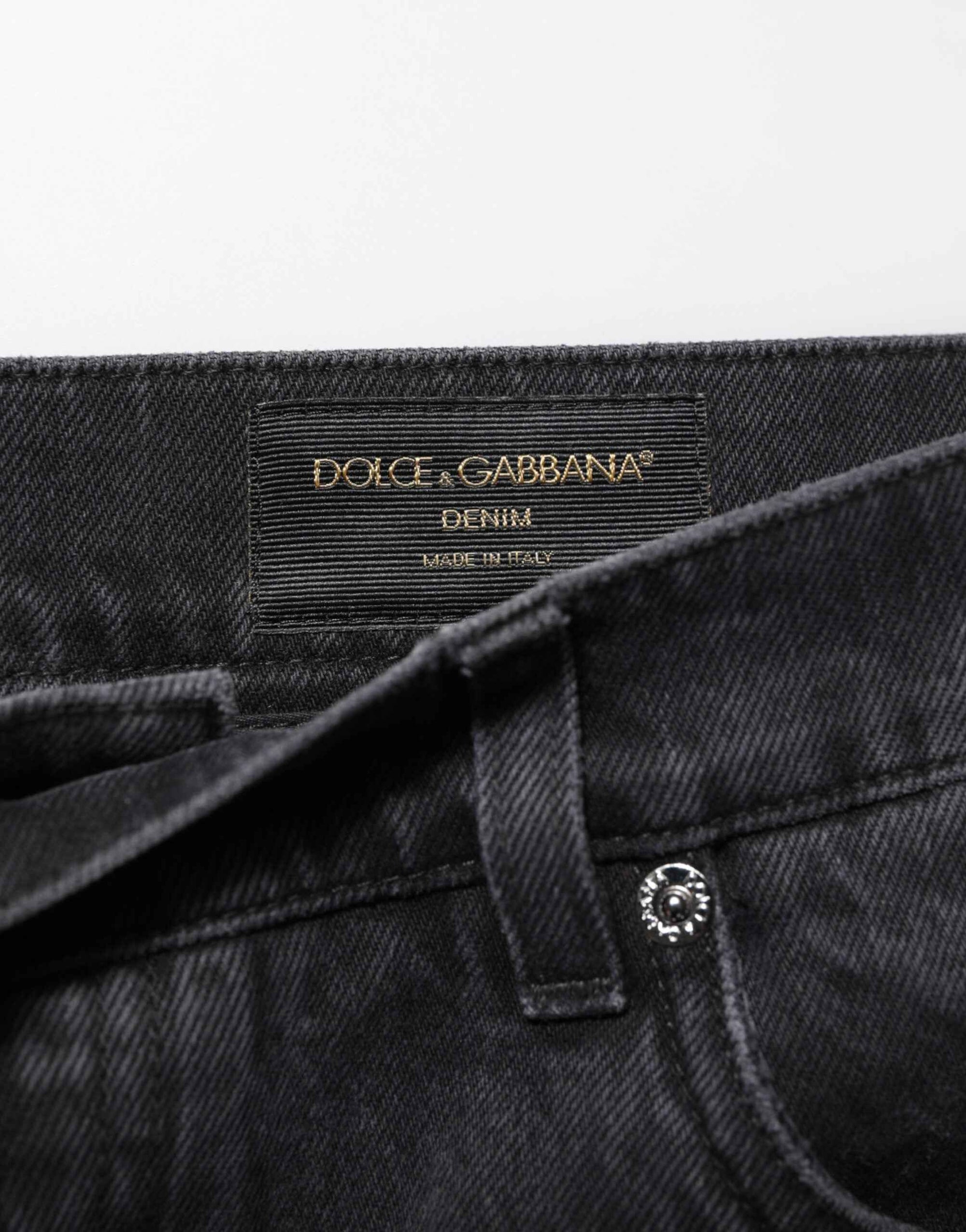 Dolce & Gabbana Black Denim Wide Leg Relaxed Fit Pants Jeans