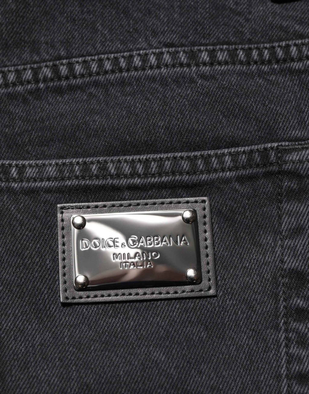 Dolce & Gabbana Black Denim Wide Leg Relaxed Fit Pants Jeans