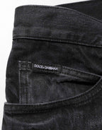 Dolce & Gabbana Black Washed Cotton Skinny Men Denim Jeans