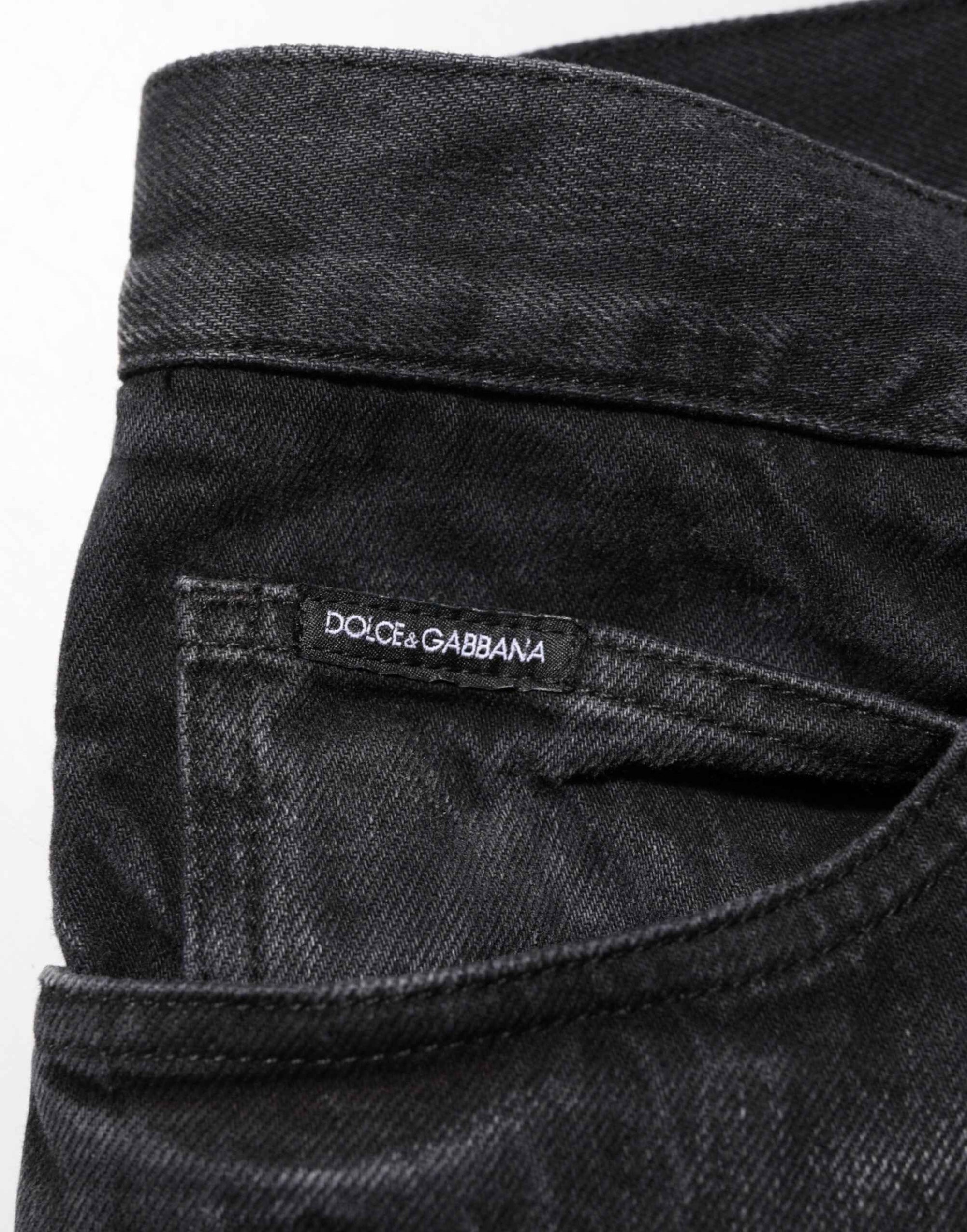 Dolce & Gabbana Black Washed Cotton Skinny Men Denim Jeans