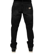 Dolce & Gabbana Black Washed Cotton Skinny Men Denim Jeans