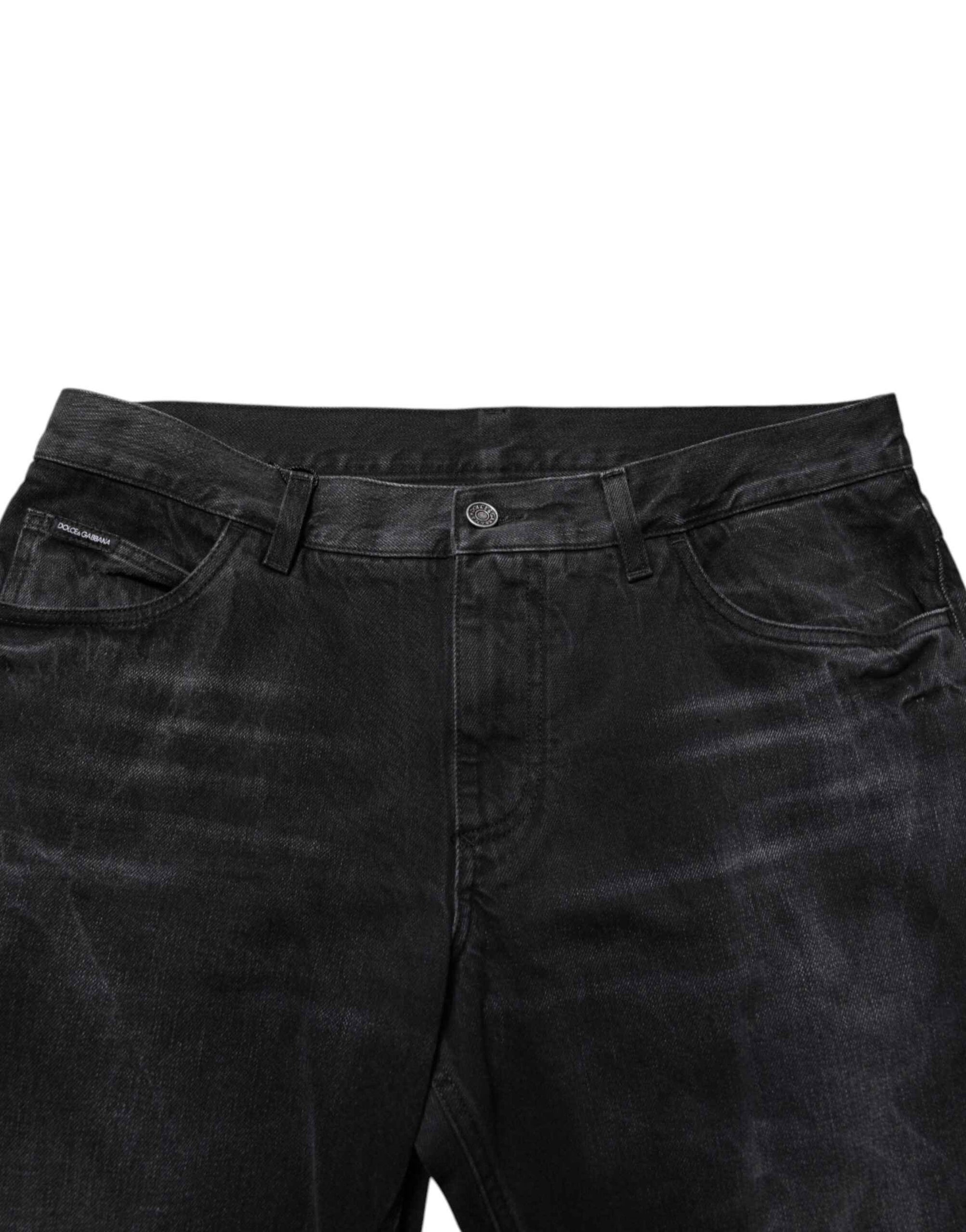 Dolce & Gabbana Black Washed Cotton Skinny Men Denim Jeans
