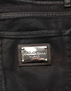 Dolce & Gabbana Dark Brown Tattered Cotton Skinny Denim Jeans