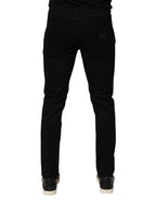 Dolce & Gabbana Black Cotton Blend Skinny Men Trouser Pants