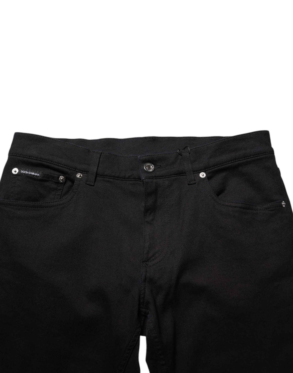 Dolce & Gabbana Black Cotton Blend Skinny Men Trouser Pants