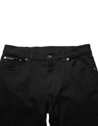 Dolce & Gabbana Black Cotton Blend Skinny Men Trouser Pants