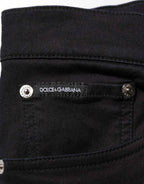 Dolce & Gabbana Black Cotton Blend Skinny Men Trouser Pants