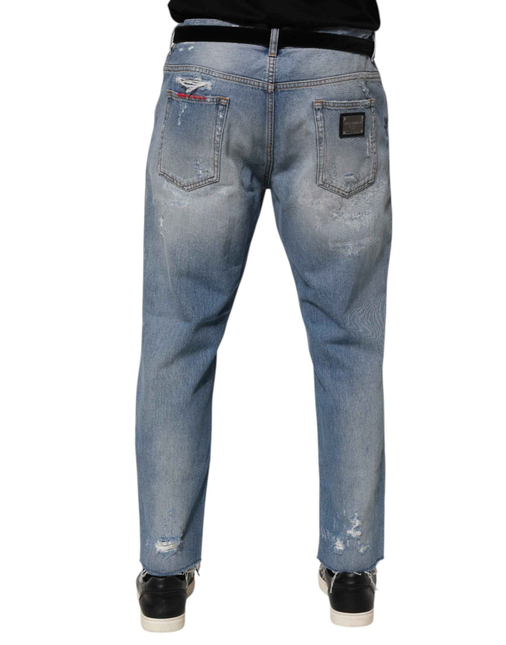 Dolce & Gabbana Blue Distressed Ripped Denim Pants Jeans