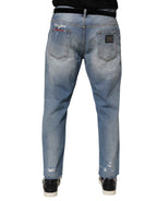 Dolce & Gabbana Blue Distressed Ripped Denim Pants Jeans